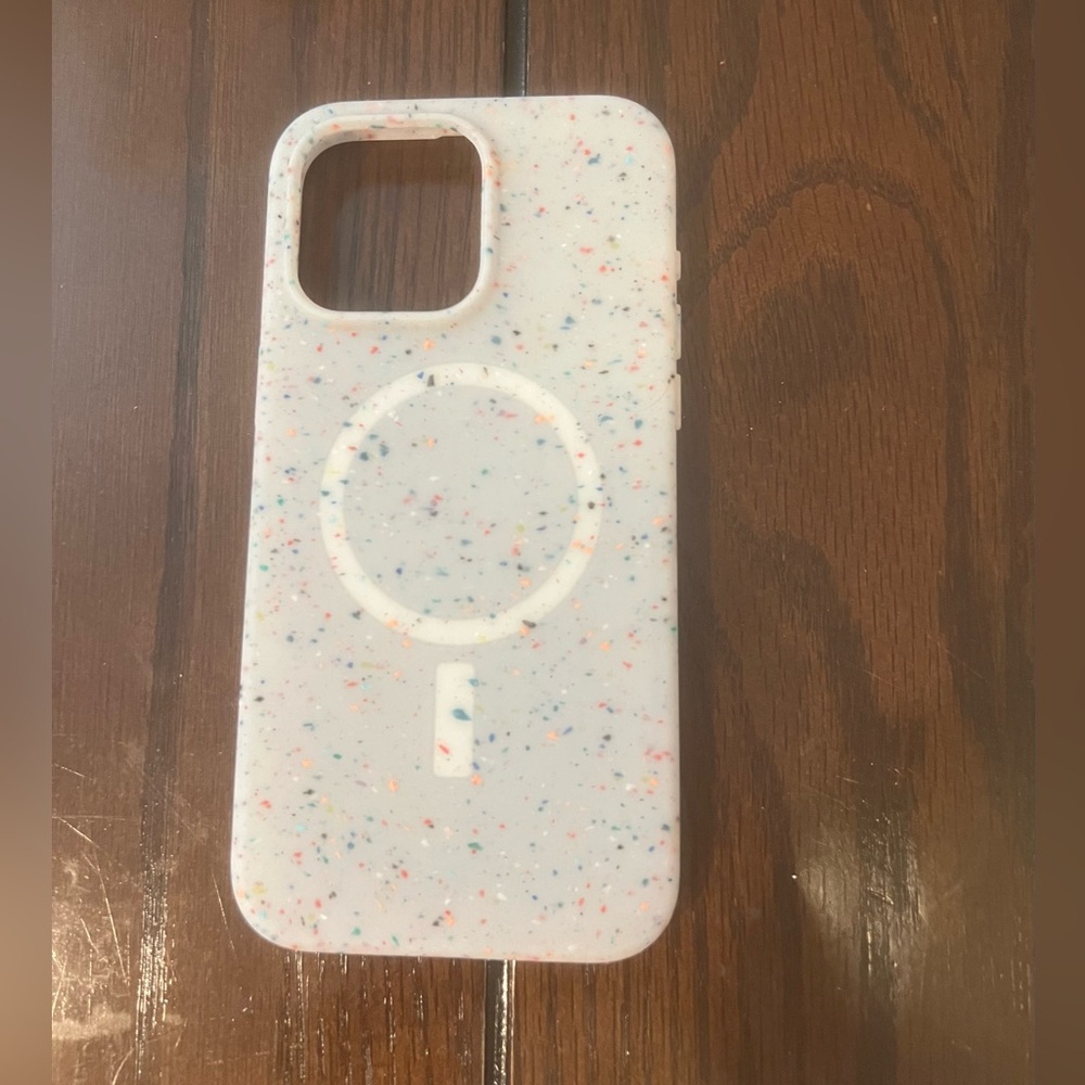 iPhone 15 ProMax Light Gray with Multi Colored Specks Phone Case